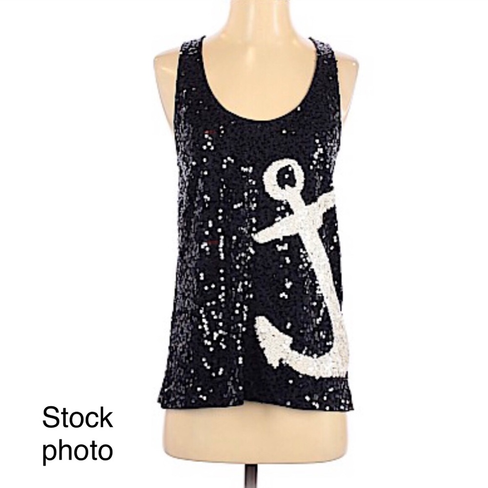 J CREW NAVY SEQUINS TANK TOP